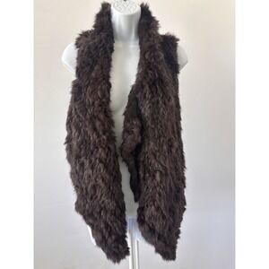HALE BOB Women's Rabbit Fur Vest Brown Mid-Length Sz: M (b60)